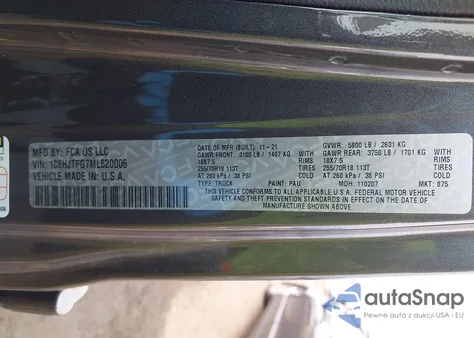 2021 Jeep Gladiator Overland 4X4 from USA, damaged, VIN 1C6HJTFG7ML620006